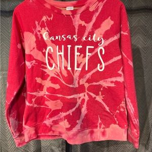 Time and Tru Red Tie-Dye Kansas City Chiefs Crewneck Sweatshirt